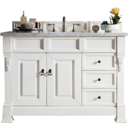 James Martin Vanities Brookfield 48" Free Standing Single Wood Vanity Set with Marble Top Bright White