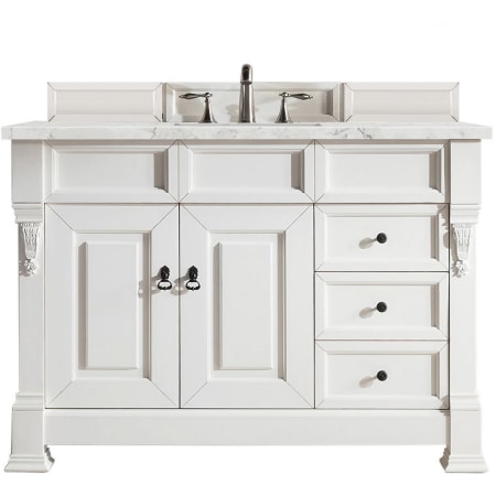 James Martin Vanities Brookfield 48" Free Standing Single Wood Vanity Set with Quartz Top Bright White