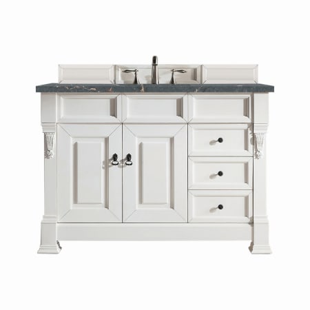James Martin Vanities Brookfield 48" Single Basin Wood Vanity Set with 3cm Parisien Bleu Silestone Quartz Vanity Top and Rectangular Sink - 8" Faucet Centers Bright White