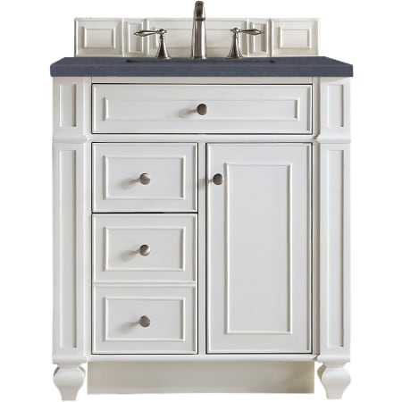 James Martin Vanities Bristol 30" Free Standing Single Basin Hardwood Vanity Set with Charcoal Soapstone Quartz Top Bright White