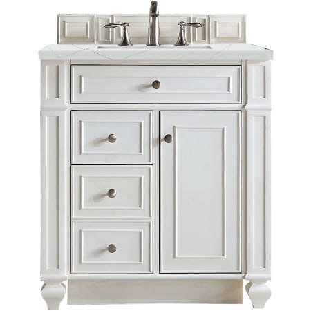 James Martin Vanities Bristol 30" Free Standing Single Basin Vanity Set with 3 cm Ethereal Noctis Quartz Vanity Top and Rectangular Sink Bright White
