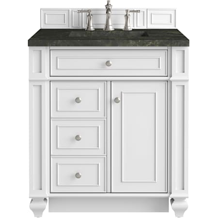James Martin Vanities Bristol 30" Free Standing Single Basin Hardwood Vanity Set with Solid Surface Top and Rectangular Sink Bright White