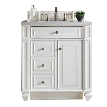 James Martin Vanities Bristol 30" Free Standing Single Basin Vanity Set with Wood Cabinet and 3cm Quartz Vanity Top Bright White
