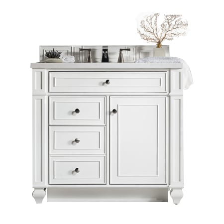 James Martin Vanities Bristol 36" Free Standing Single Basin Hardwood Vanity Set with Arctic Fall Solid Surface Top Bright White