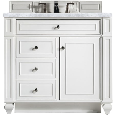 James Martin Vanities Bristol 36" Free Standing Single Basin Hardwood Vanity Set with Carrara Marble Top Bright White