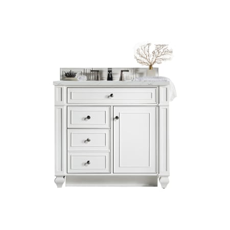 James Martin Vanities Bristol 36" Free Standing Single Basin Vanity Set with 3 cm Ethereal Noctis Quartz Vanity Top and Rectangular Sink Bright White