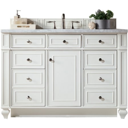 James Martin Vanities Bristol 48" Free Standing Single Basin Hardwood Vanity Set with Carrara Marble Top Bright White