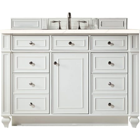 James Martin Vanities Bristol 48" Free Standing Single Basin Hardwood Vanity Set with 1-3/16" Eternal Marfil Quartz Top Bright White