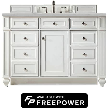 James Martin Vanities Bristol 48" Free Standing Single Basin Black Walnut Wood Vanity Set with Eternal Jasmine Pearl Silestone Top, Rectangular Sink, and Matching Mirror Bright White