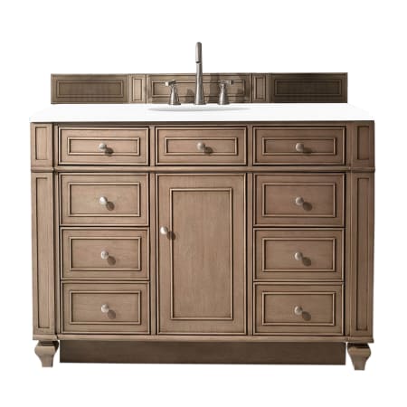 James Martin Vanities Bristol 48" Free Standing Single Basin Vanity Set with Wood Cabinet and 3cm Quartz Vanity Top Whitewashed Walnut