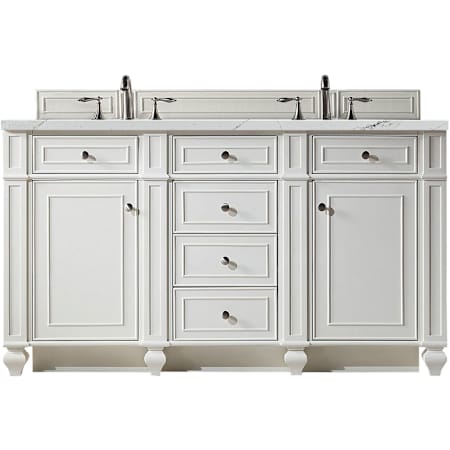 James Martin Vanities Bristol 60" Free Standing Double Basin Hardwood Vanity Set with Ethereal Noctis Stone Composite Top and Rectangular Sinks Bright White