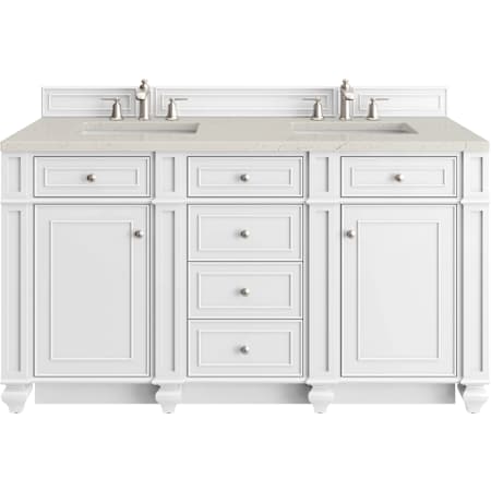 James Martin Vanities Bristol 60" Free Standing Double Basin Hardwood Vanity Set with Stone Composite Top and Rectangular Sinks Bright White