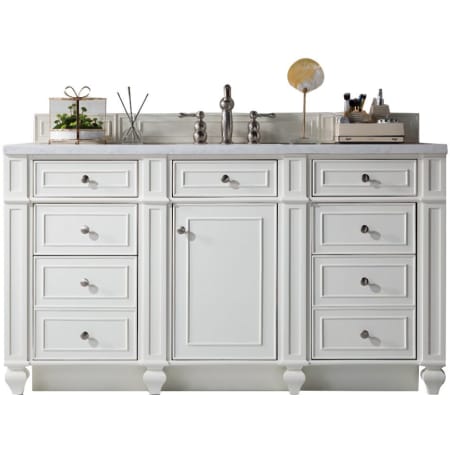 James Martin Vanities Bristol 60" Free Standing Single Basin Hardwood Vanity Set with Carrara Marble Top Bright White
