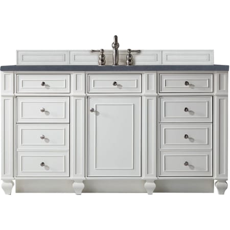 James Martin Vanities Bristol 60" Free Standing Single Basin Hardwood Vanity Set with Charcoal Soapstone Quartz Top Bright White