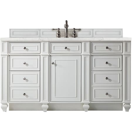 James Martin Vanities Bristol 60" Free Standing Single Basin Hardwood Vanity Set with Eternal Jasmine Pearl Quartz Top Bright White