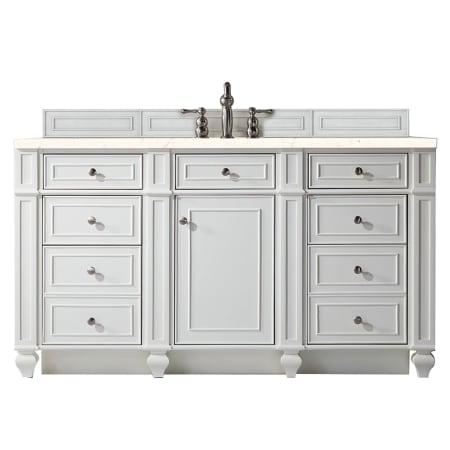 James Martin Vanities Bristol 60" Free Standing Single Basin Hardwood Vanity Set with 1-3/16" Eternal Marfil Quartz Top Bright White