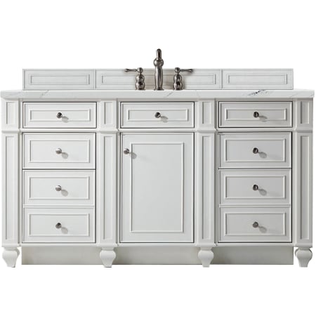 James Martin Vanities Bristol 60" Free Standing Single Basin Vanity Set with 3 cm Ethereal Noctis Quartz Vanity Top and Rectangular Sink Bright White