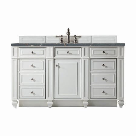 James Martin Vanities Bristol 60" Single Basin Walnut Wood Vanity Set with 3cm Parisien Bleu Silestone Quartz Vanity Top and Rectangular Sink Bright White