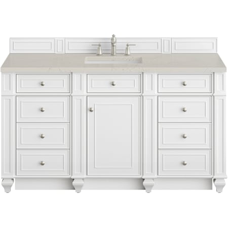 James Martin Vanities Bristol 60" Free Standing Single Basin Hardwood Vanity Set with Stone Composite Top and Rectangular Sink Bright White