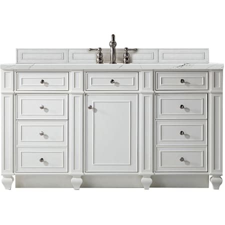 James Martin Vanities Bristol 60" Free Standing Single Basin Hardwood Vanity Set with Ethereal Noctis Stone Composite Top and Rectangular Sink Bright White