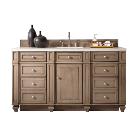 James Martin Vanities Bristol 60" Free Standing Single Basin Vanity Set with Wood Cabinet and 3cm Quartz Vanity Top Whitewashed Walnut