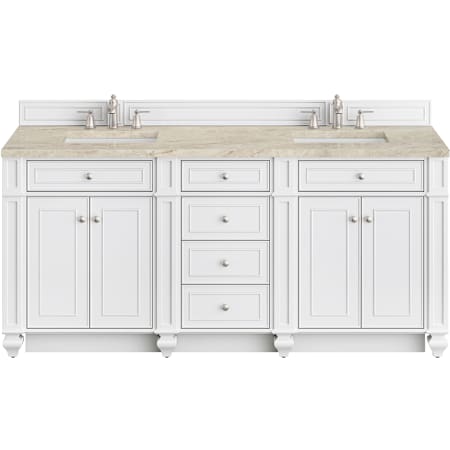 James Martin Vanities Bristol 72" Free Standing Double Basin Hardwood Vanity Set with Solid Surface Top and Rectangular Sinks Bright White