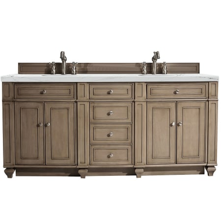 James Martin Vanities Bristol 72" Free Standing Double Basin Vanity Set with 3 cm Ethereal Noctis Quartz Vanity Top and Rectangular Sinks