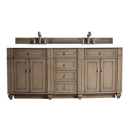 James Martin Vanities Bristol 72" Free Standing Double Basin Vanity Set with Wood Cabinet and 3cm Quartz Vanity Top Whitewashed Walnut
