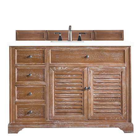 James Martin Vanities Savannah 48" Free Standing Single Basin Vanity Set with Wood Cabinet and 3cm Quartz Vanity Top Driftwood