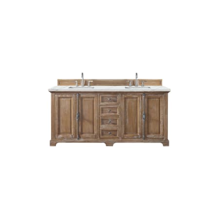 James Martin Vanities Providence 72" Free Standing Double Basin Hardwood Vanity Set with 3 cm Ethereal Noctis Quartz Vanity Top and Rectangular Sinks Driftwood