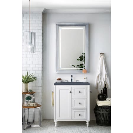 James Martin Vanities Copper Cove Encore 30" Single Basin Poplar Wood Vanity Set with Charcoal Soapstone Quartz Vanity Top Bright White