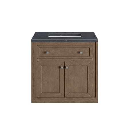 James Martin Vanities Chicago 30" Free Standing or Wall Mounted Single Basin Poplar Wood Vanity Set with 3 cm Charcoal Soapstone Quartz Vanity Top and Rectangular Sink White Washed Walnut / Brushed Nickel
