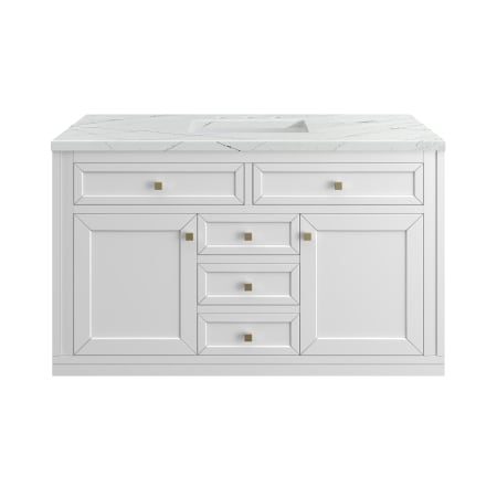 James Martin Vanities Chicago 48" Free Standing or Wall Mounted Single Basin Poplar Wood Vanity Set with 3 cm Ethereal Noctis Quartz Vanity Top and Rectangular Sink Glossy White