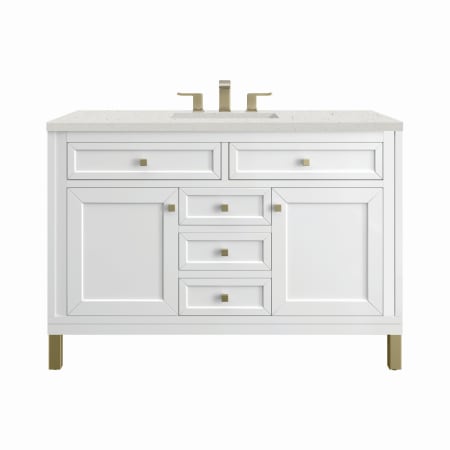 James Martin Vanities Chicago 48" Single Basin Wood Vanity Set with 3cm Lime Delight Silestone Quartz Vanity Top and Rectangular Sink Glossy White