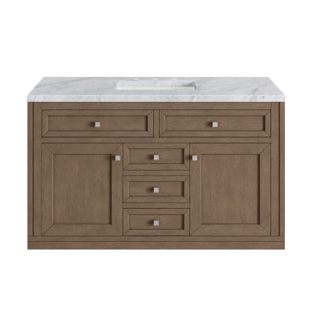 James Martin Vanities Chicago 48" Free Standing or Wall Mounted Single Basin Poplar Wood Vanity Set with 3 cm Carrara White Natural Stone Vanity Top and Rectangular Sink Whitewashed Walnut