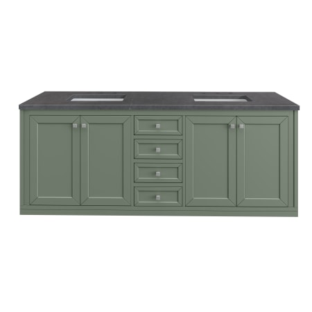 James Martin Vanities Chicago 72" Free Standing or Wall Mounted Double Basin Poplar Wood Vanity Set with 3 cm Charcoal Soapstone Quartz Vanity Top and Rectangular Sinks