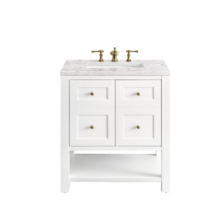 James Martin Vanities Breckenridge 30" Free Standing Single Basin Poplar Wood Vanity Set with Quartz Top and Rectangular Sink Bright White