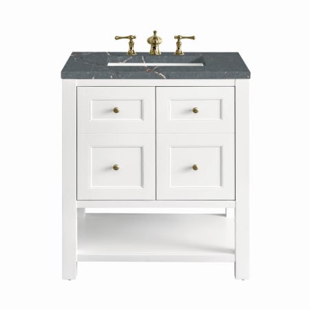 James Martin Vanities Breckenridge 30" Free Standing Single Basin Poplar Wood Vanity Set with Quartz Top and Rectangular Sink Bright White