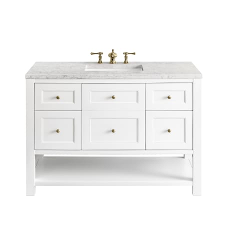 James Martin Vanities Breckenridge 48" Free Standing Single Basin Poplar Wood Vanity Set with Quartz Top and Rectangular Sink Bright White