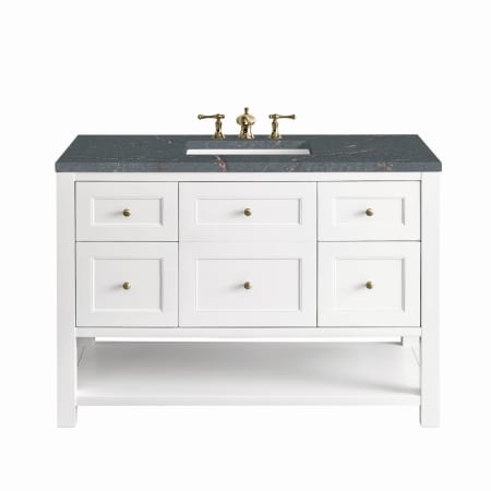 James Martin Vanities Breckenridge 48" Free Standing Single Basin Poplar Wood Vanity Set with Quartz Top and Rectangular Sink Bright White