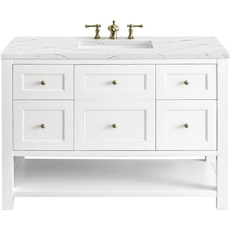 James Martin Vanities Breckenridge 48" Free Standing Single Basin Hardwood Vanity Set with Ethereal Noctis Stone Composite Top, Rectangular SinkFreePower Wireless Charger Bright White