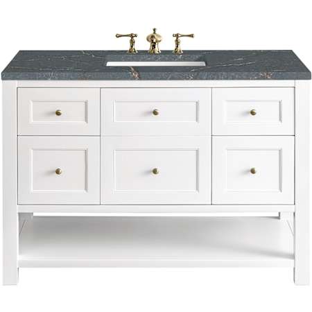 James Martin Vanities Breckenridge 48" Free Standing Single Basin Hardwood Vanity Set with Parisien Bleu Stone Composite Top, Rectangular SinkFreePower Wireless Charger Bright White