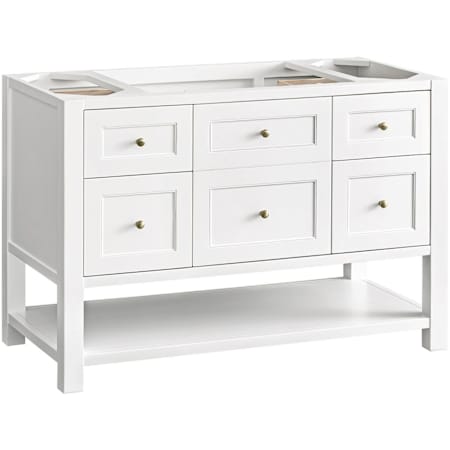 James Martin Vanities Breckenridge 48" Free Standing Single Basin Poplar Wood Vanity Cabinet Only with USB Port and Electrical Outlet Bright White