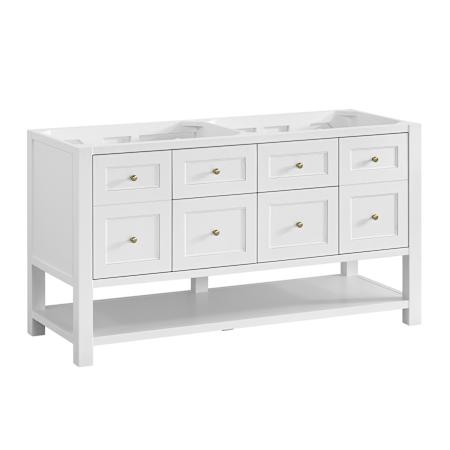 James Martin Vanities Breckenridge 60" Free Standing Double Basin Poplar Wood Vanity Cabinet Only Bright White