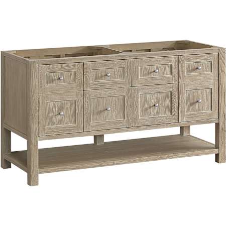 James Martin Vanities Breckenridge 60" Free Standing Double Basin Ash Wood Vanity Cabinet Only with USB Port and Electrical Outlet Whitewashed Oak