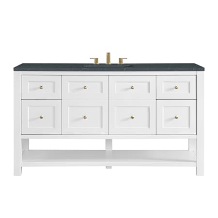 James Martin Vanities Breckenridge 60" Free Standing Single Basin Poplar Wood Vanity Set with Quartz Top and Rectangular Sink Bright White
