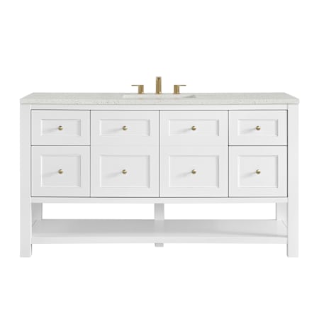 James Martin Vanities Breckenridge 60" Free Standing Single Basin Poplar Wood Vanity Set with Quartz Top and Rectangular Sink Bright White