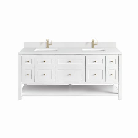 James Martin Vanities Breckenridge 72" Free Standing Double Basin Poplar Wood Vanity Set with Quartz Top and Rectangular Sinks Bright White