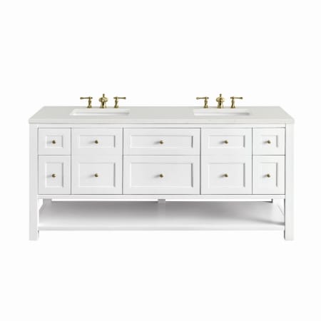 James Martin Vanities Breckenridge 72" Free Standing Double Basin Poplar Wood Vanity Set with Quartz Top and Rectangular Sinks Bright White