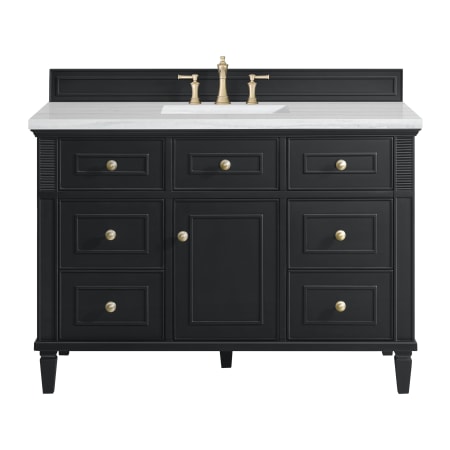 James Martin Vanities Lorelai 48" Single Basin Wood Vanity Set with 3cm Arctic Fall Solid Surface Vanity Top, Rectangular Sink and Electrical Outlet - 8" Faucet Centers Black Onyx